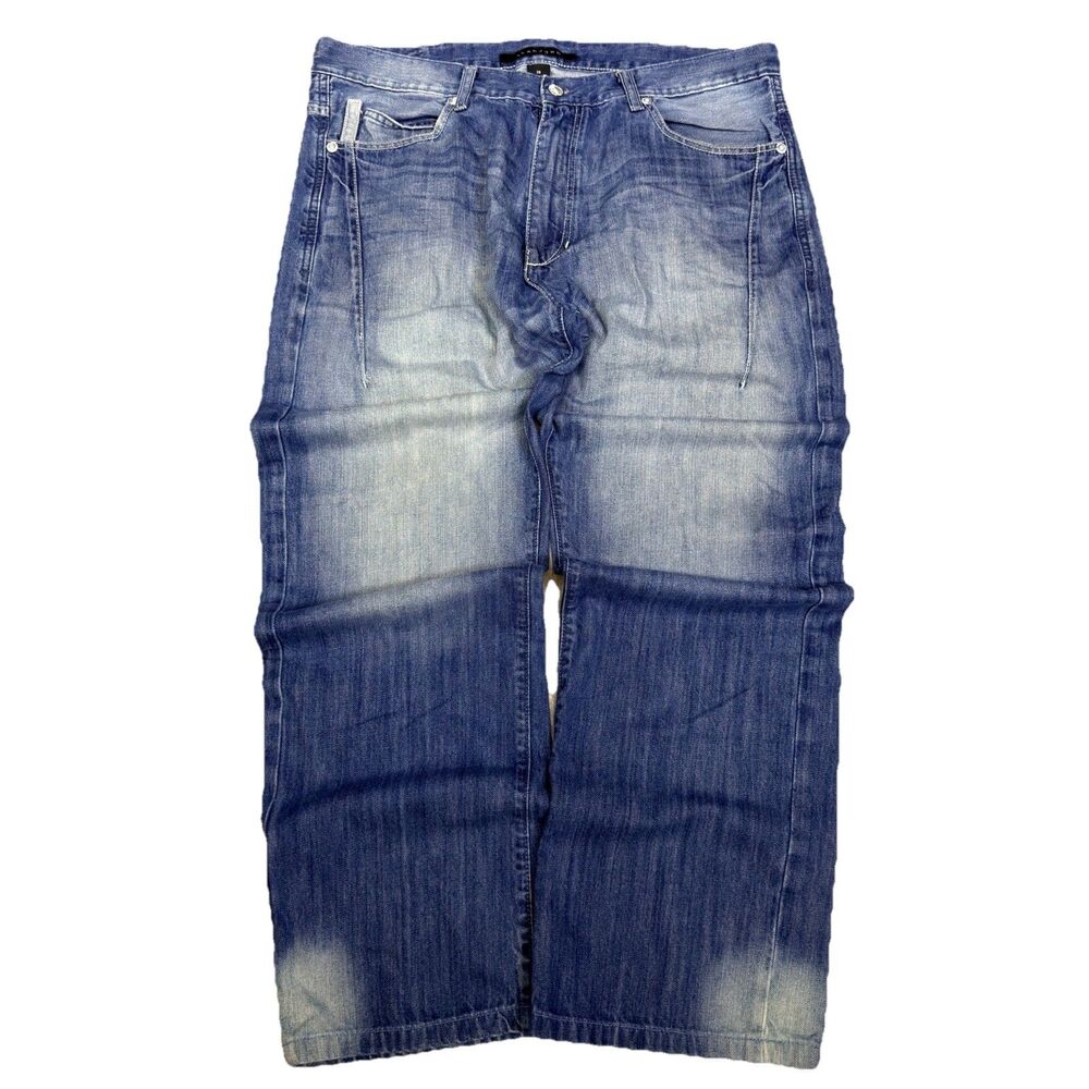 Sean John Mens Jeans Size 38x31 Blue Denim Relaxed Fit Baggy Wide Leg Y2K Grunge